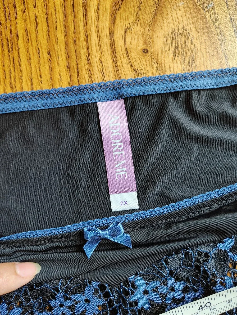 Adore Me Zita unlined breathable bra Lace Floral blue and black size 46DD - Picture 14 of 16